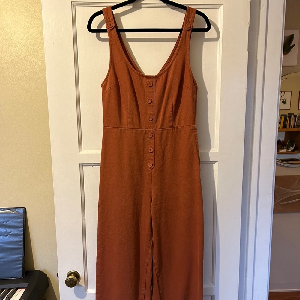 Women’s rust orange canvas jumpsuit